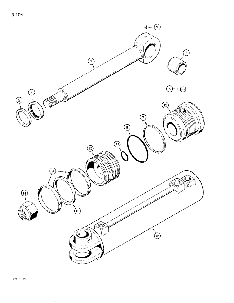 Схема запчастей Case 780D - (8-104) - LOADER CLAM CYLINDER (08) - HYDRAULICS