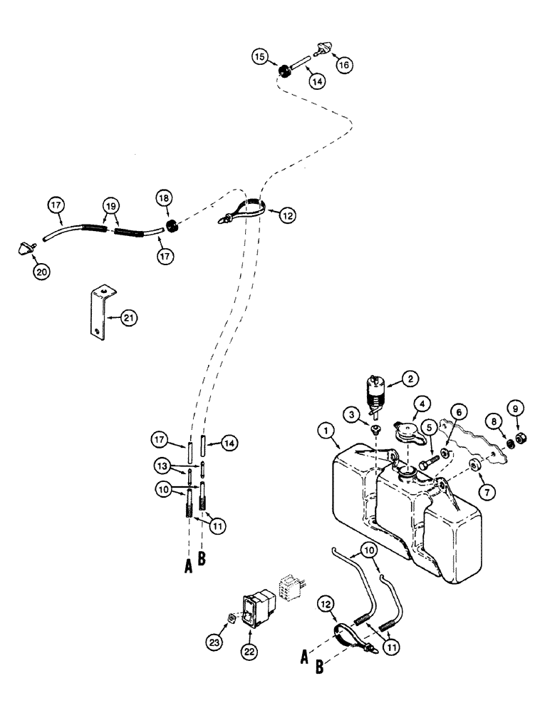 Схема запчастей Case 580SK - (4-76) - WINDSHIELD WASHERS, FRONT AND REAR (04) - ELECTRICAL SYSTEMS