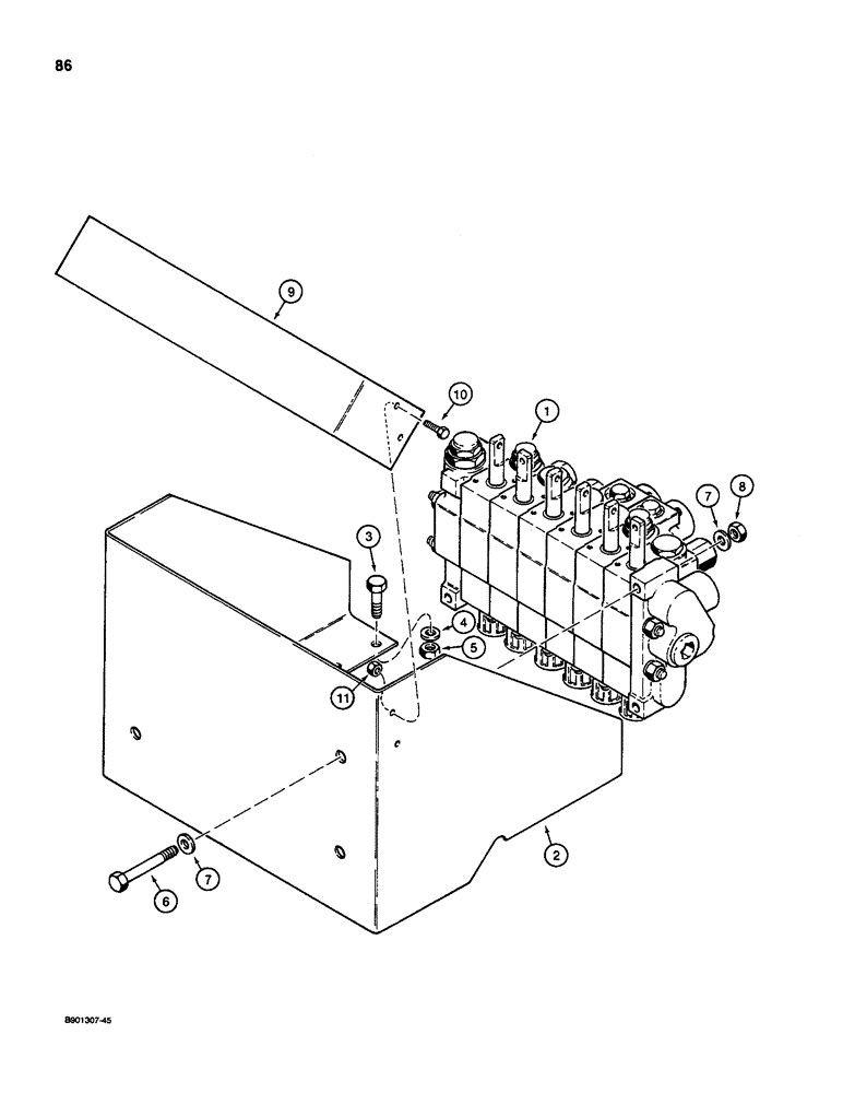 Схема запчастей Case D100XR - (7-086) - BACKHOE CONTROL TOWER, USED ON 1835C, 1840, AND 1845C UNI-LOADERS W/ KONTAK VALVE 