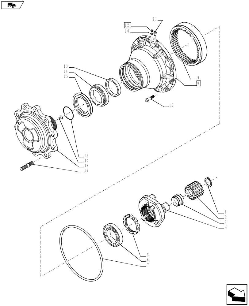 Схема запчастей Case 590SN - (27.120.0101) - AXLE, REAR DRIVE - PLANETARY (27) - REAR AXLE SYSTEM