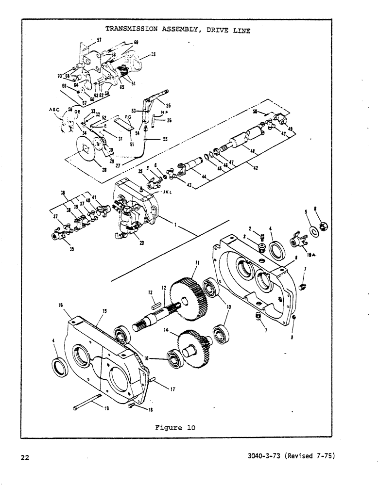 Схема запчастей Case P57 - (22) - TRANSMISSION ASSEMBLY, DRIVE LINE 