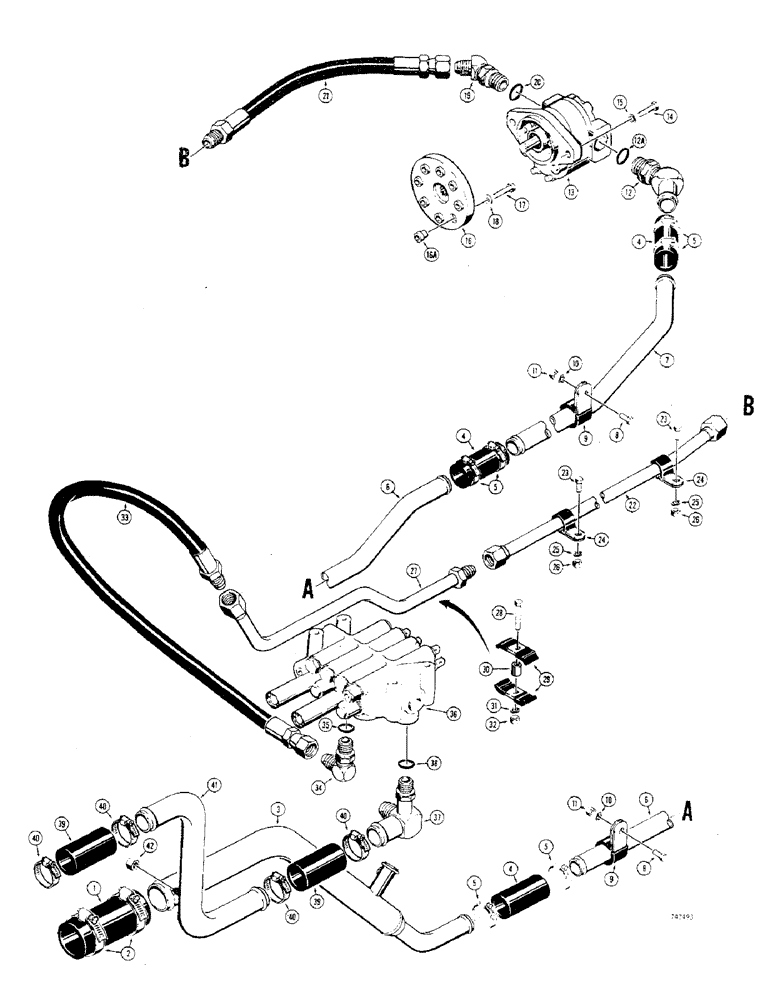 Схема запчастей Case 475 - (194) - EQUIP.HYD.CIRCUIT,USED BEF.TRAC.SN3065401 USED ON MODELS W/CAST ENGINE SUPPORT FOR ID PG.276 #25 (35) - HYDRAULIC SYSTEMS