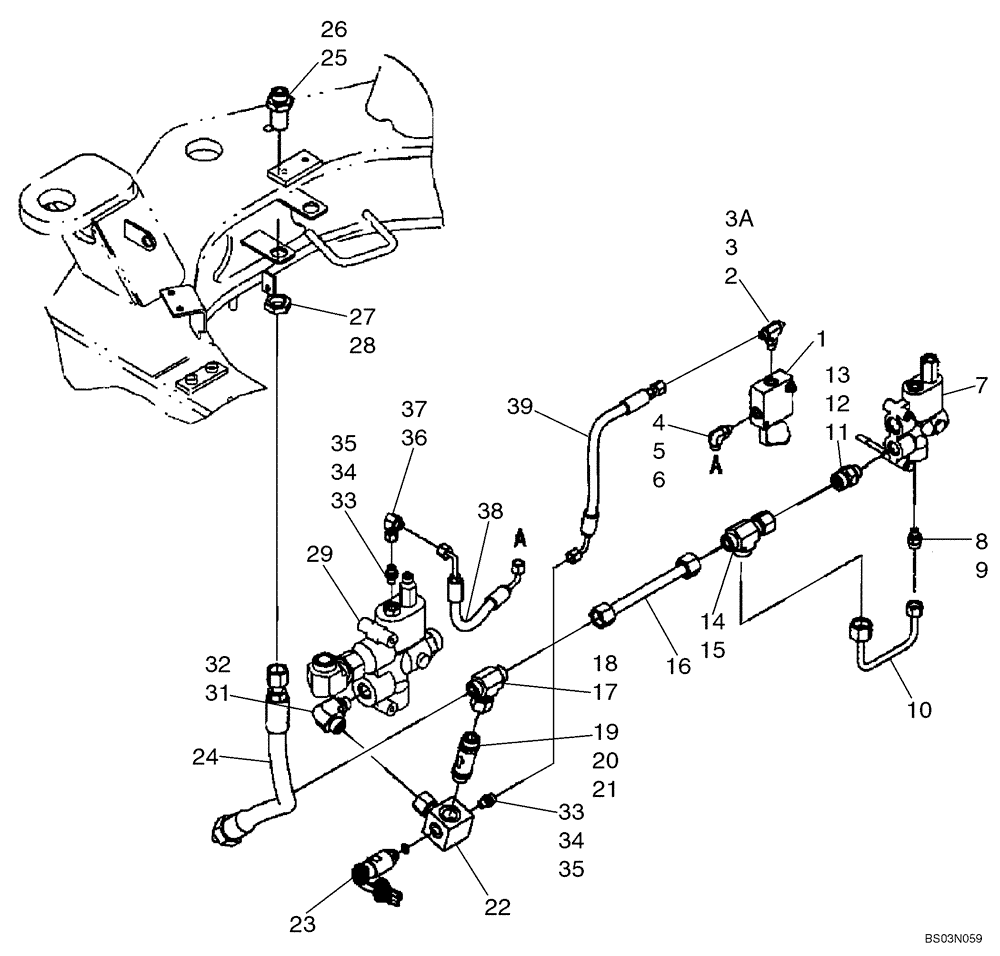 Схема запчастей Case 721D - (05-06A) - HYDRAULICS - STEERING, AUXILIARY - SOLENOID VALVE TO STG PRIORITY VALVE (05) - STEERING