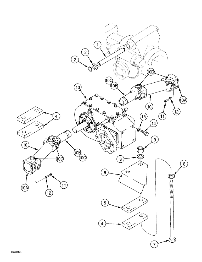 Схема запчастей Case 560 - (6-31A) - DRIVE LINE MOUNTING, WITH PIVOT CAST IN FRONT AXLE HOUSING (06) - POWER TRAIN