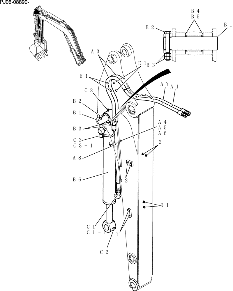 Схема запчастей Case CX50B - (610-01[1]) - HYD LINES, ARM 1.56M (35) - HYDRAULIC SYSTEMS