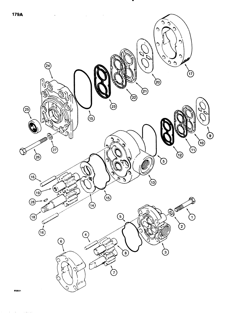 Схема запчастей Case SD100 - (179A) - DEUTZ DIESEL ENGINE, H671446 DUAL HYDRAULIC PUMP (35) - HYDRAULIC SYSTEMS