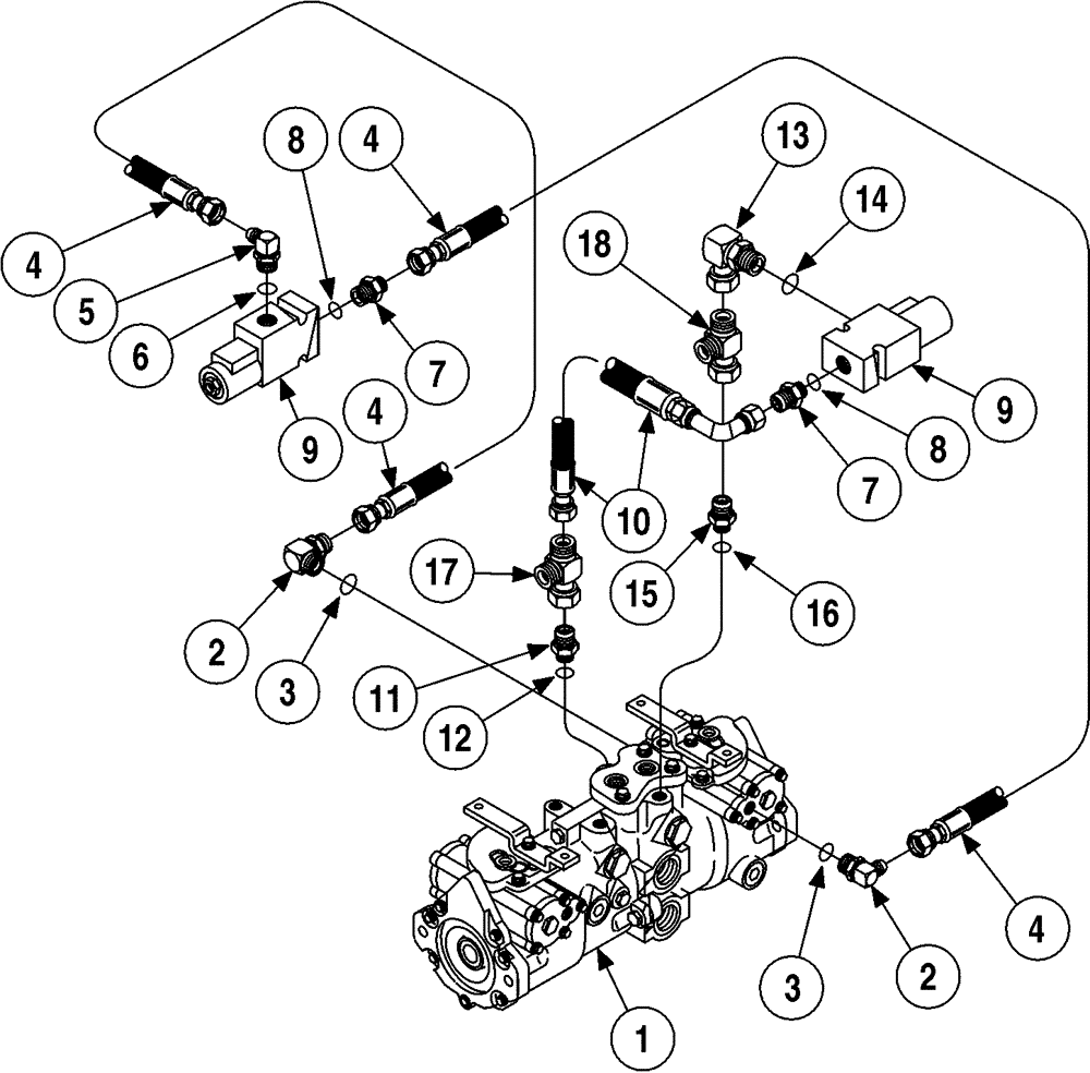 Схема запчастей Case 6010 - (06-03) - HYDROSTATIC SYSTEM - BYPASS VALVES (29) - HYDROSTATIC DRIVE