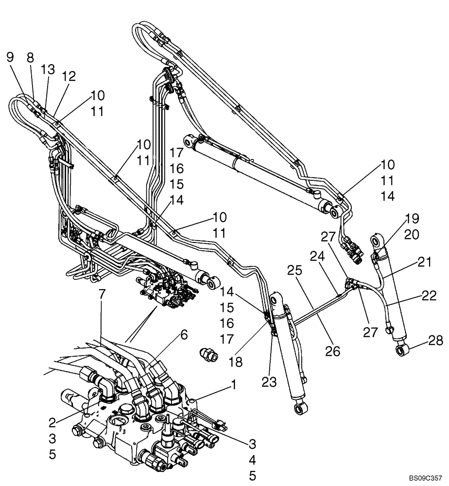 Схема запчастей Case 410 - (08-02) - HYDRAULICS - TILT (08) - HYDRAULICS