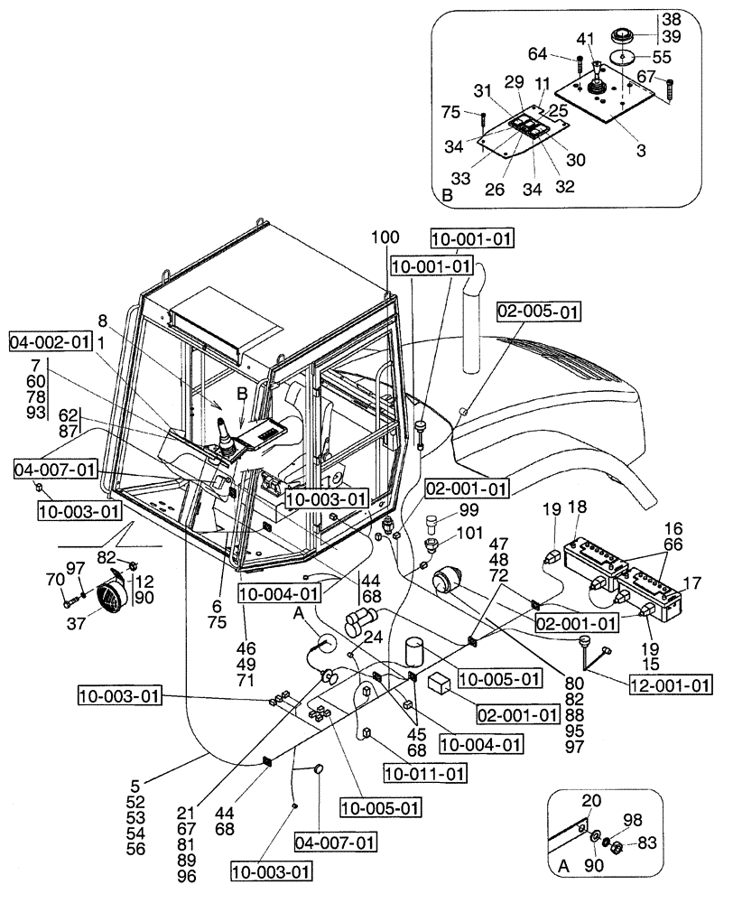 Схема запчастей Case SV212 - (04-001-00[01]) - ELECTRICAL CIRCUIT (04) - ELECTRICAL SYSTEMS