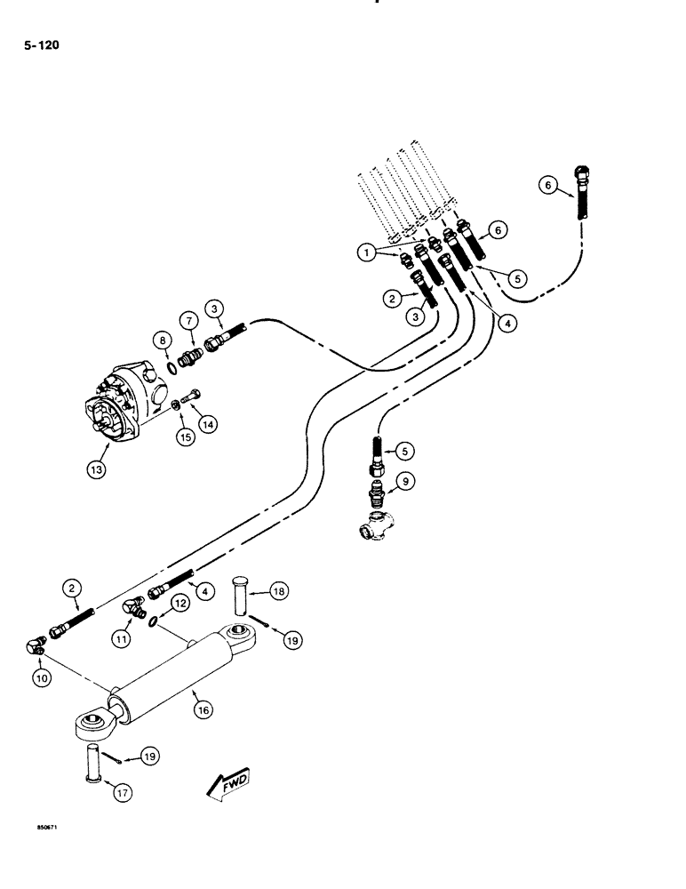 Схема запчастей Case DH4B - (5-120) - STEERING WHEEL HYDRAULIC LINES - LOWER (05) - STEERING