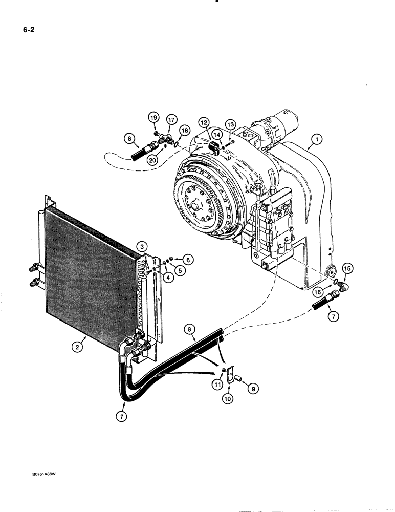 Схема запчастей Case 621 - (6-002) - TRANSMISSION HYDRAULIC CIRCUIT, PRIOR TO P.I.N. JAK0020901 (06) - POWER TRAIN