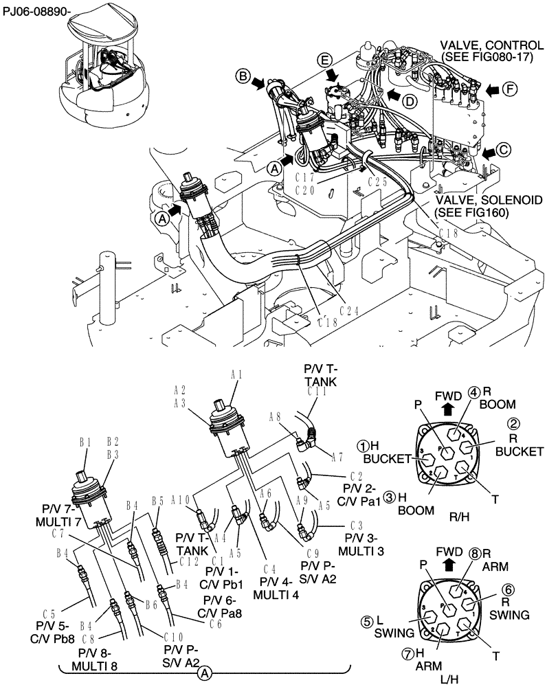 Схема запчастей Case CX50B - (141-17[1]) - CONTROL LINES, REMOTE MULTI (35) - HYDRAULIC SYSTEMS