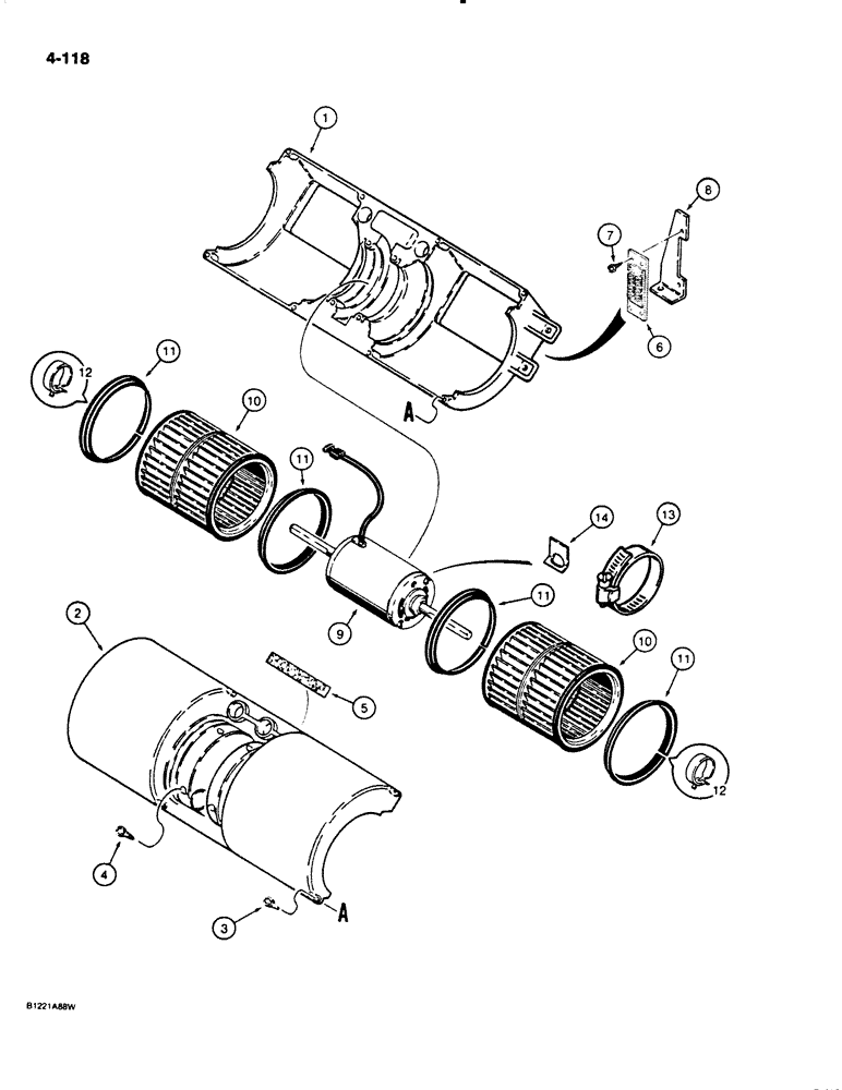 Схема запчастей Case W20C - (4-118) - CAB BLOWER (04) - ELECTRICAL SYSTEMS