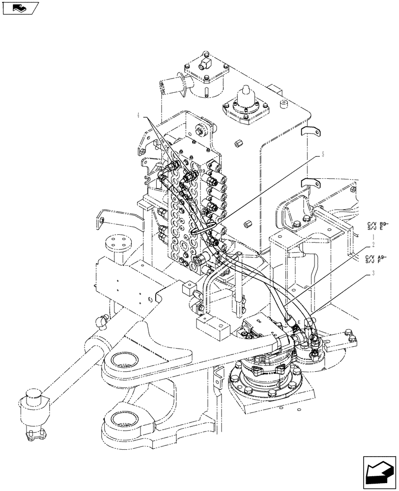 Схема запчастей Case CX55BMSR - (01-024[05]) - HYD LINES, UPPER (35) - HYDRAULIC SYSTEMS