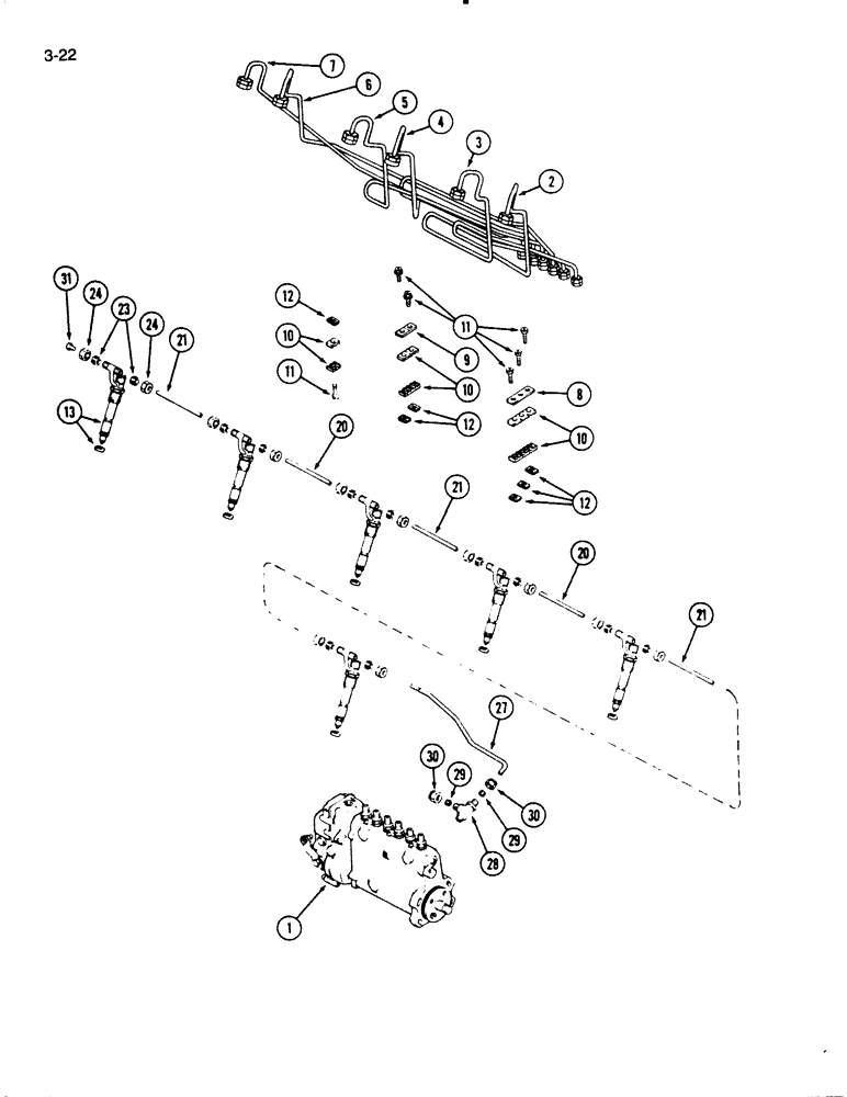 Схема запчастей Case W20C - (3-22) - FUEL INJECTION SYSTEM, 504BD AND 504BDT ENGINE (03) - FUEL SYSTEM