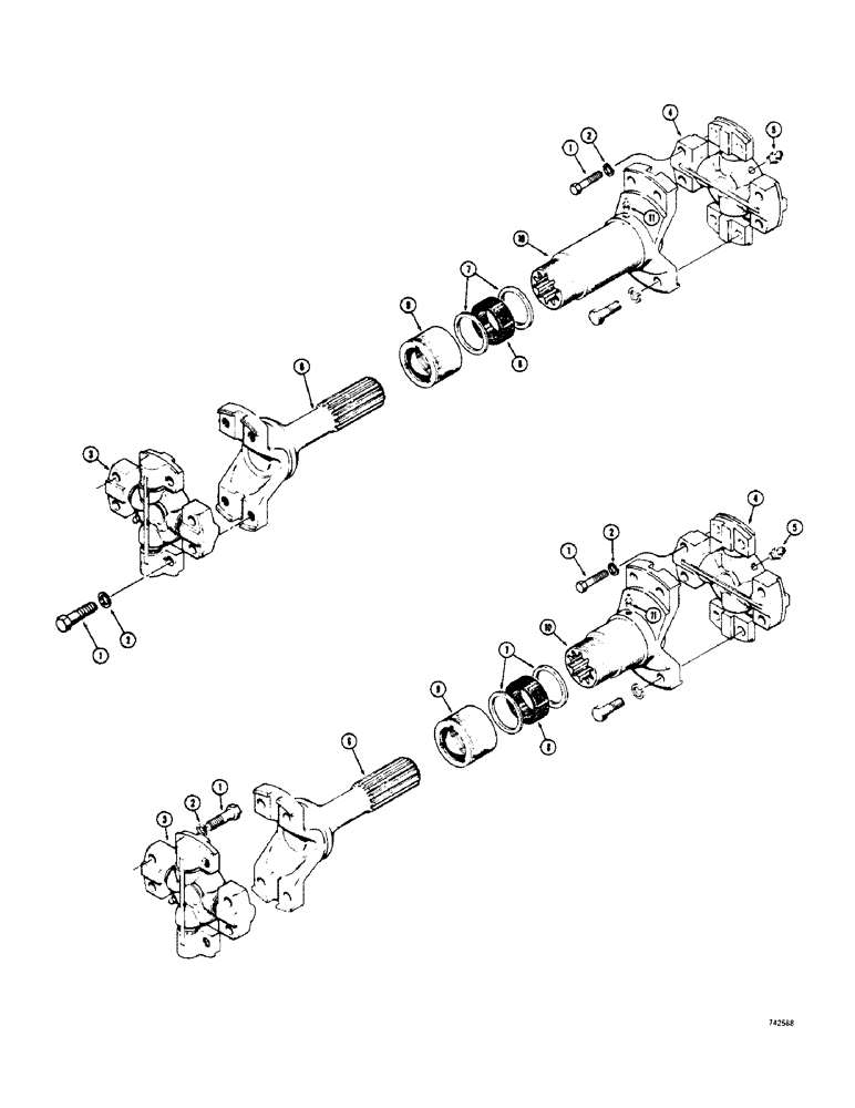 Схема запчастей Case 825 - (138) - L49260 FRONT AXLE DRIVE SHAFT (03) - TRANSMISSION