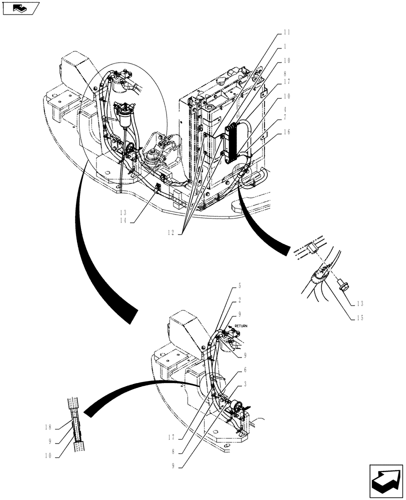 Схема запчастей Case CX55BMSR - (01-005[02]) - FUEL LINES (10) - ENGINE