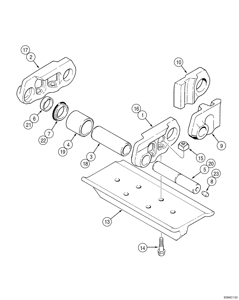 Схема запчастей Case 550H-IND - (05-11) - TRACK CHAIN, EXTENDED LIFE, EACH MASTER LINK HAS ONE BOLT HOLE, CHAIN UNIT KIT (11) - TRACKS/STEERING