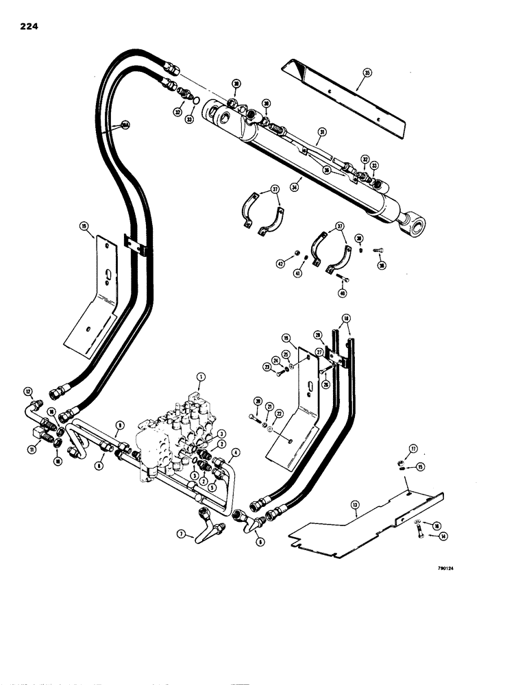 Схема запчастей Case 1150B - (224) - LOADER BUCKET AND FELLER BUNCHER, TILT HYDRAULIC CIRCUIT (07) - HYDRAULIC SYSTEM