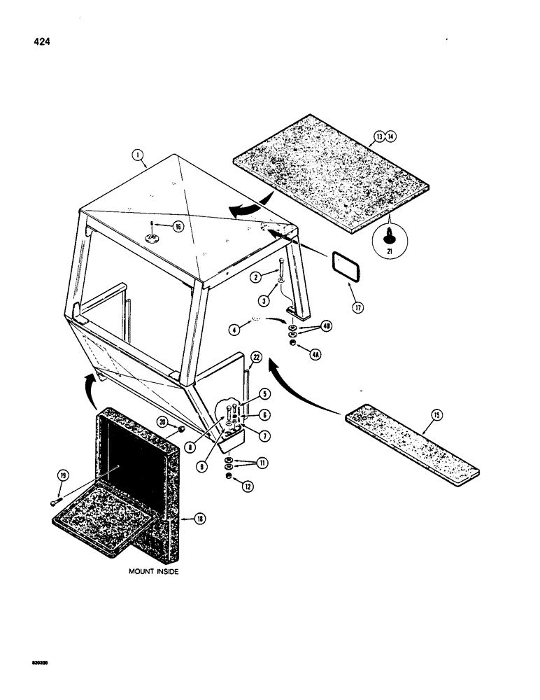 Схема запчастей Case W20 - (424) - ROPS CANOPY (09) - CHASSIS/ATTACHMENTS