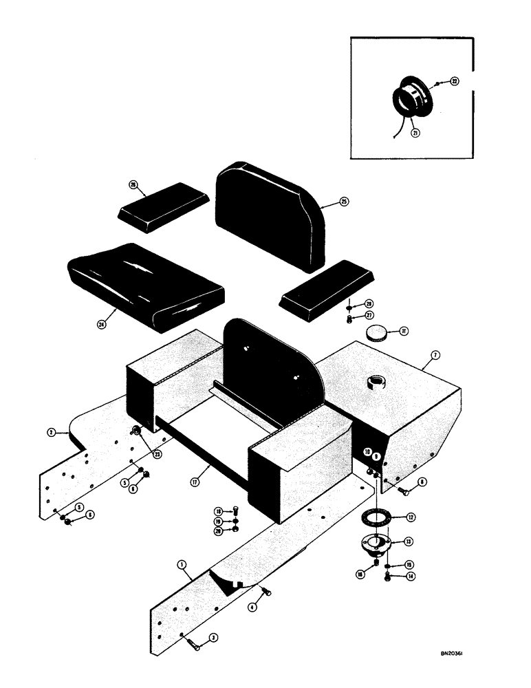 Схема запчастей Case 310C - (074) - FENDERS, FUEL TANK, SEAT AND CUSHIONS (05) - UPPERSTRUCTURE CHASSIS