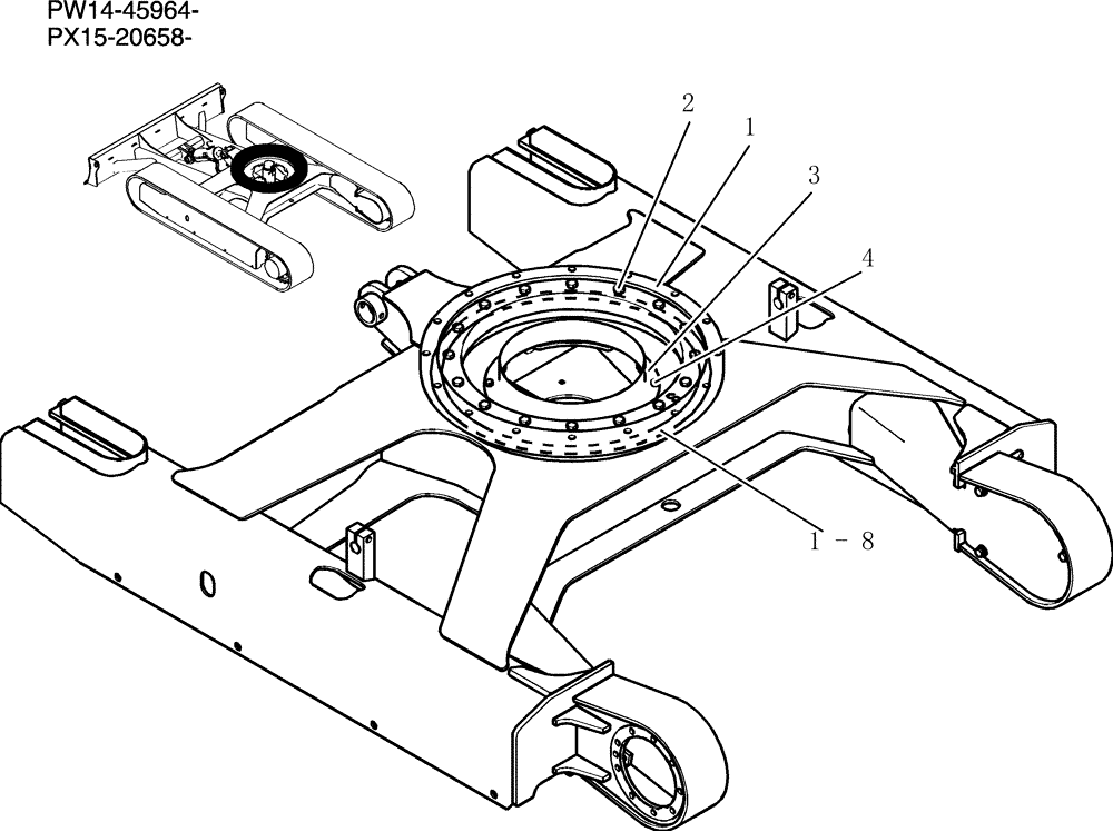 Схема запчастей Case CX36B - (340-01[1]) - RING ASSEMBLY, SLEWING (04) - UNDERCARRIAGE