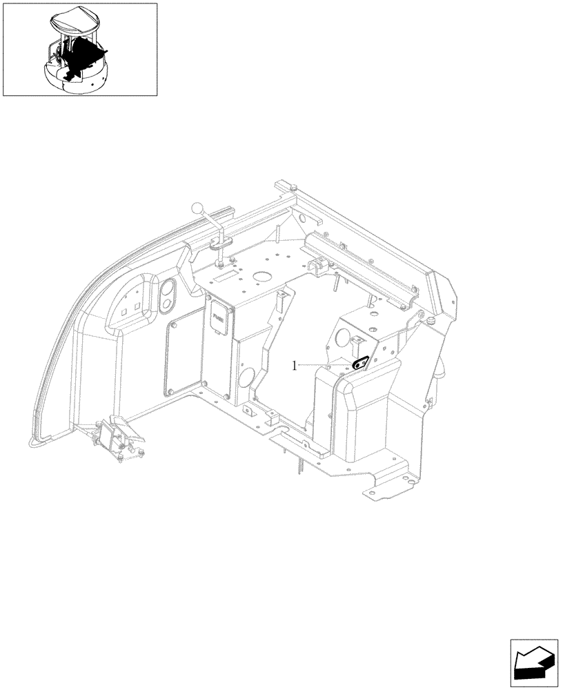 Схема запчастей Case CX31B - (1.070[13]) - CONTROL OPERATOR (90) - PLATFORM, CAB, BODYWORK AND DECALS