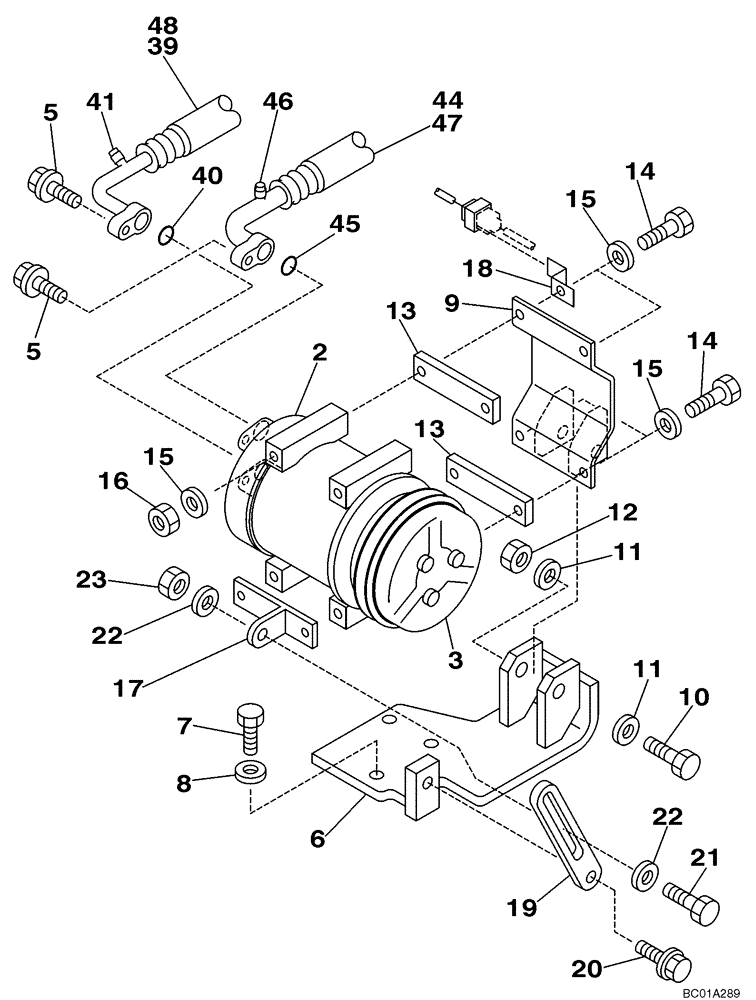 Схема запчастей Case CX210 - (09-24) - CAB - AIR CONDITIONING (09) - CHASSIS