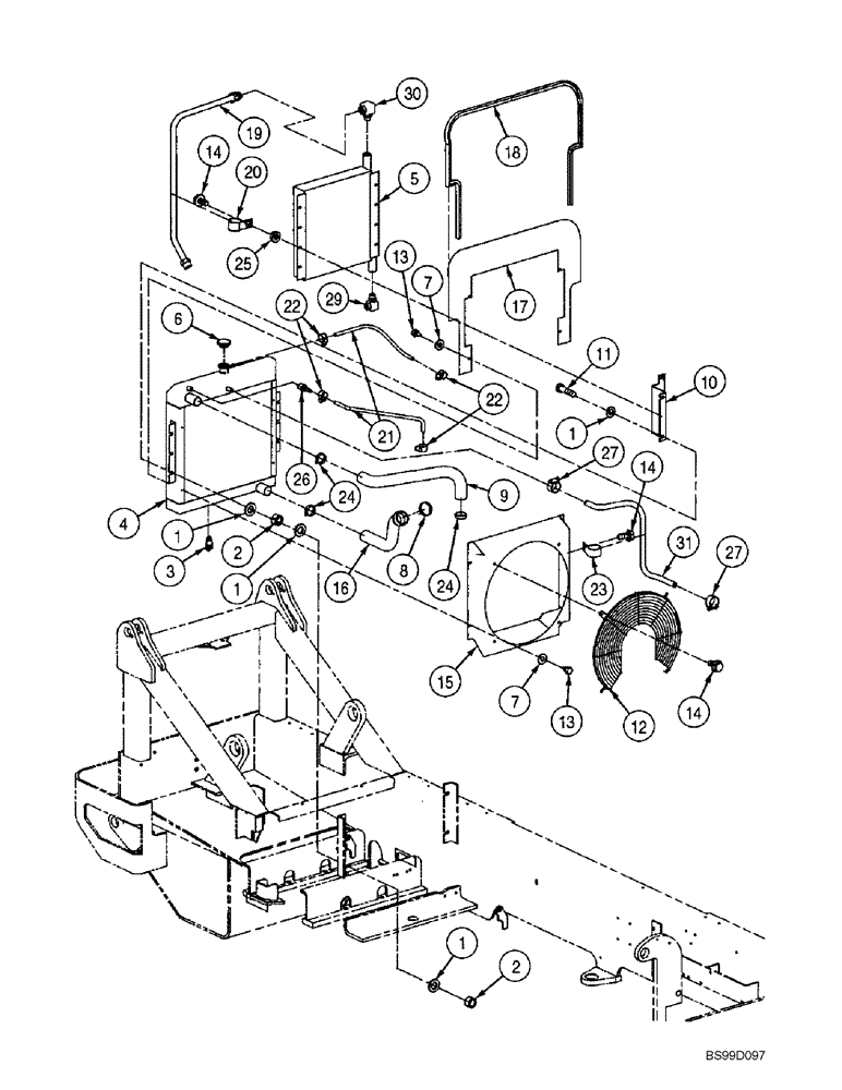 Схема запчастей Case 686GXR - (2-20) - RADIATOR AND COOLER HOSES - TURBOCHARGED ENGINE (02) - ENGINE