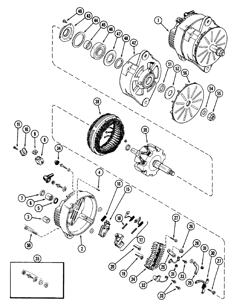 Схема запчастей Case W14 - (108) - A48267 ALTERNATOR, 65 AMP - 24 VOLT, U.S. STANDARD EXTERNAL THREADS (04) - ELECTRICAL SYSTEMS