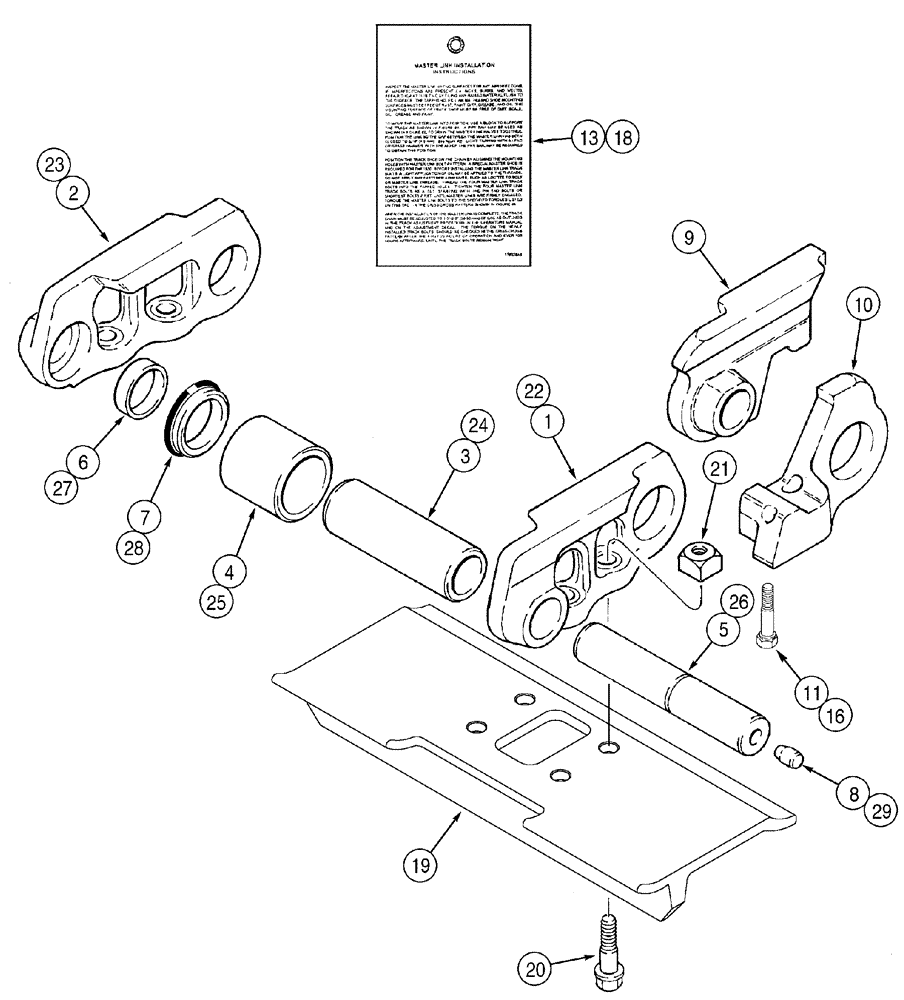 Схема запчастей Case 850H - (05-12) - TRACK CHAIN, EXTENDED LIFE, EACH MASTER LINK HAS TWO BOLT HOLES (11) - TRACKS/STEERING