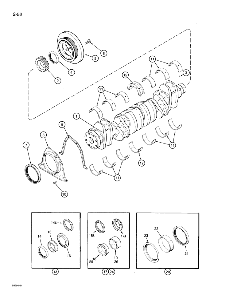 Схема запчастей Case 721 - (2-52) - CRANKSHAFT, 6T-830 ENGINE (02) - ENGINE