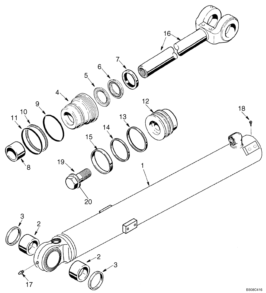 Схема запчастей Case 621E - (08-18) - CYLINDER ASSY - LOADER BUCKET (XT LOADER) (08) - HYDRAULICS