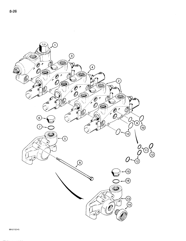 Схема запчастей Case 721 - (8-26) - LOADER CONTROL VALVE - FOUR SPOOL (08) - HYDRAULICS