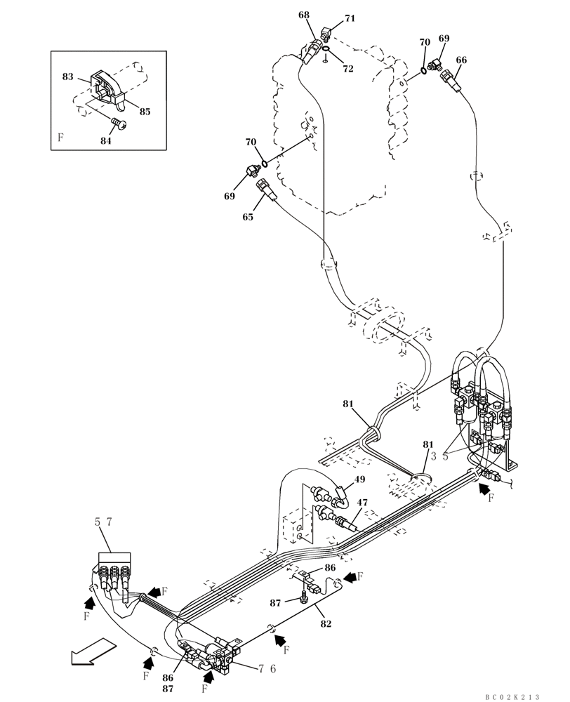 Схема запчастей Case CX460 - (08-49) - HYDRAULICS, AUXILIARY - DOUBLE ACTING CIRCUIT, TRIGGER ACTIVATED (08) - HYDRAULICS