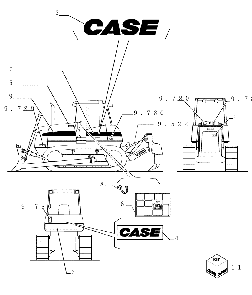 Схема запчастей Case 1850K - (6.782[01]) - TRADE MARK DECALS Electrical System / Decals