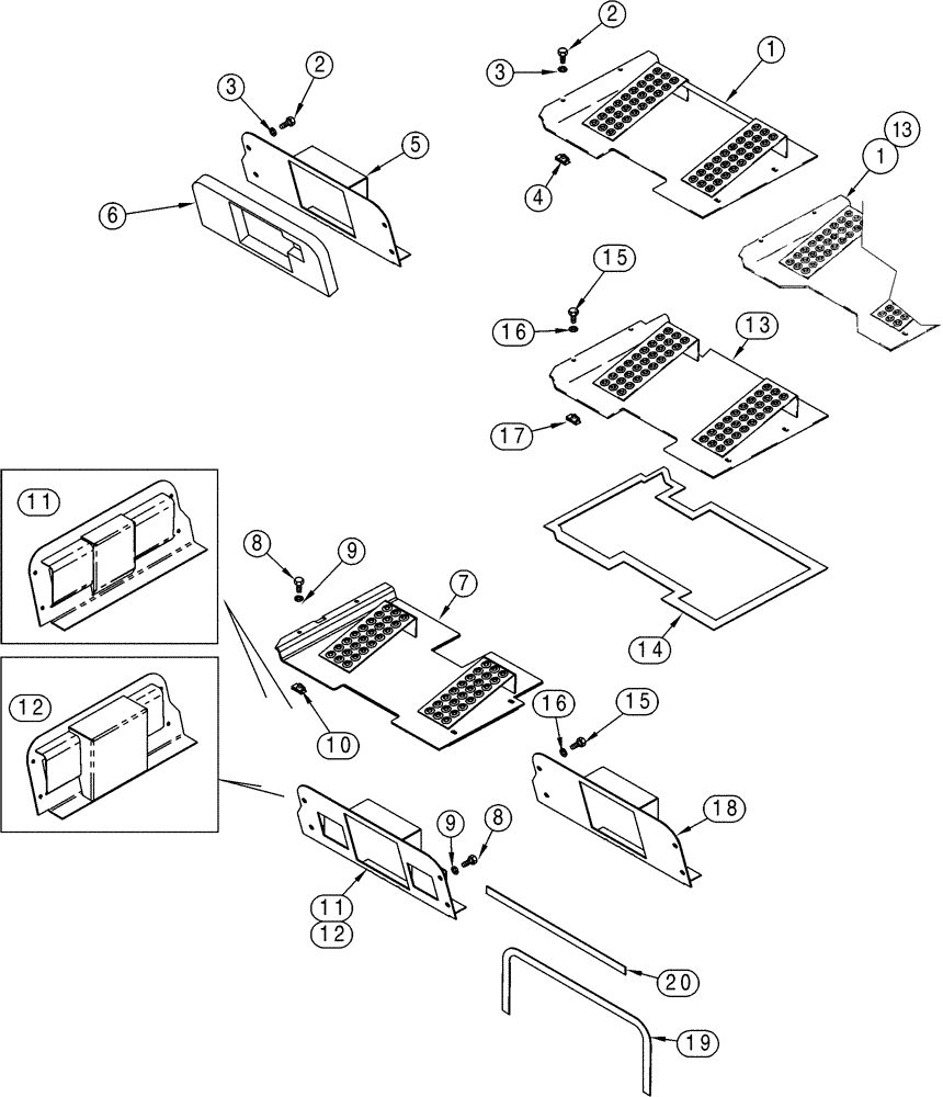 Схема запчастей Case 85XT - (09-10) - PLATES, FLOOR, MODELS W/O HEATER (09) - CHASSIS