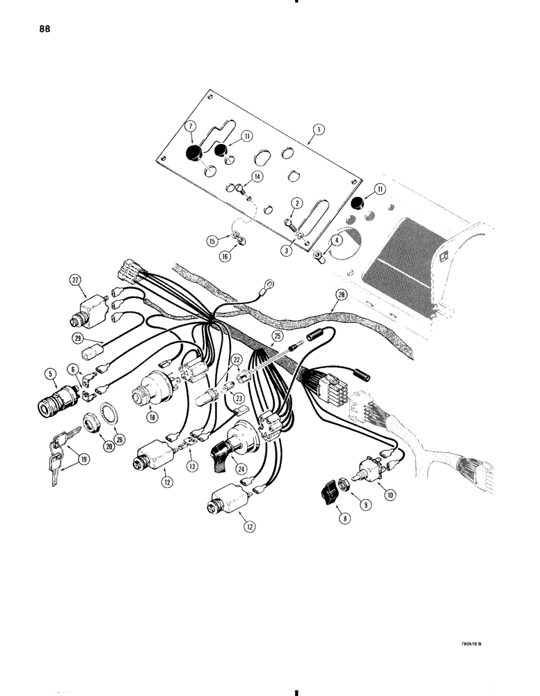 Схема запчастей Case W11 - (088) - ELECTRICAL SYSTEM, LEFT-HAND INSTRUMENT PANEL (04) - ELECTRICAL SYSTEMS