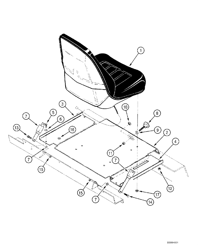 Схема запчастей Case 1840 - (09-17A) - SEAT, MOUNTING - SUSPENSION (MODELS WITH EMISSIONS CERTIFIED ENGINE) (09) - CHASSIS/ATTACHMENTS