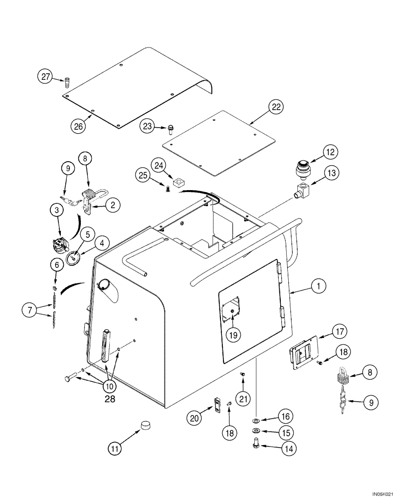 Схема запчастей Case 1150H_IND - (08-01) - RESERVOIR, HYDRAULIC - COVERS (08) - HYDRAULICS