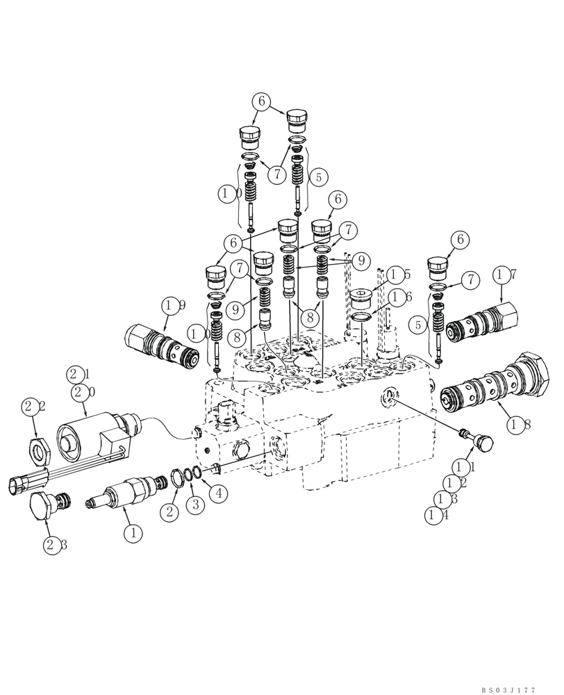 Схема запчастей Case 70XT - (08-15) - VALVE ASSY, CONTROL - SELF-LEVELING, DUAL (60XT) (08) - HYDRAULICS