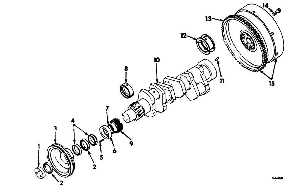 Схема запчастей Case 3400 - (117) - CRANKSHAFT, FLYWHEEL AND BEARINGS (10) - ENGINE