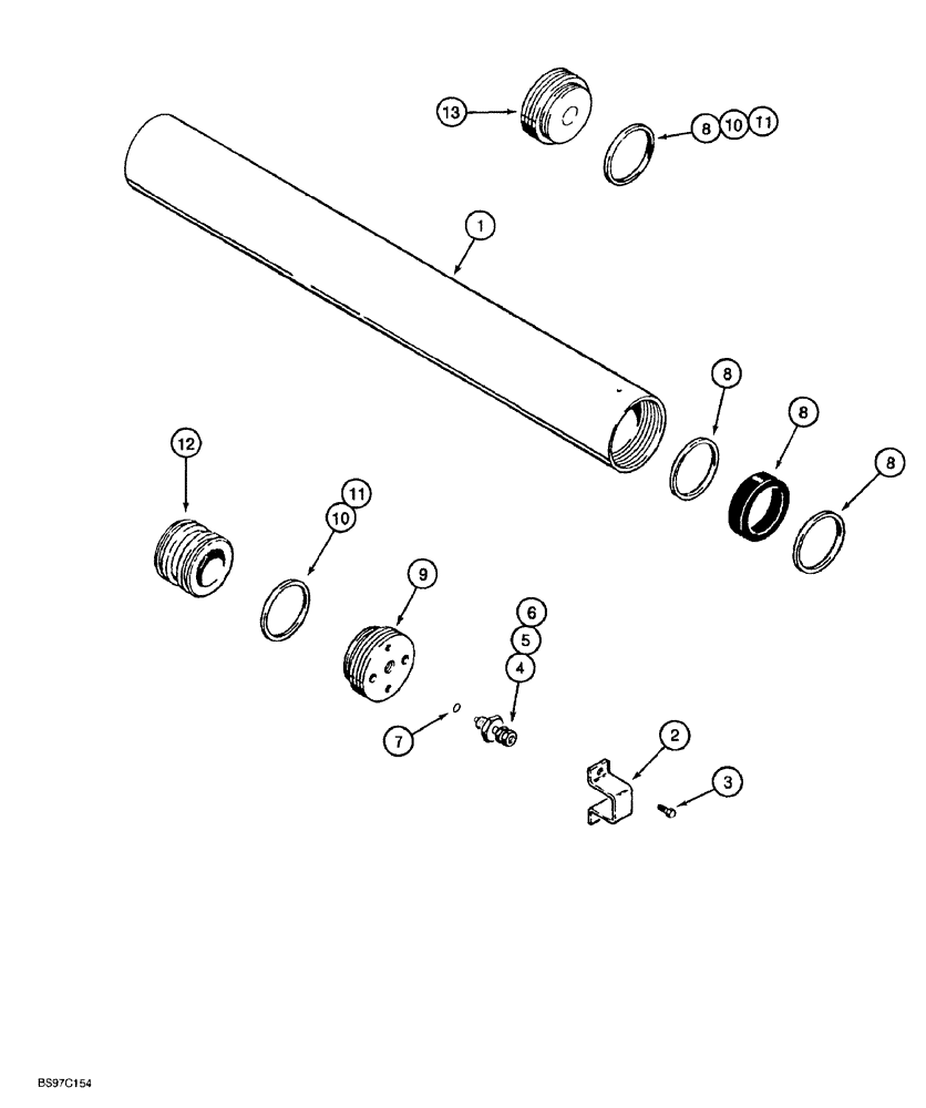 Схема запчастей Case 580SL - (8-122) - ACCUMULATOR ASSEMBLY, RIDE CONTROL (08) - HYDRAULICS