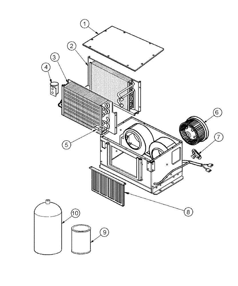 Схема запчастей Case 865 DHP - (9-092) - AIR CONDITIONING - EVAPORATOR MOUNTING (09) - CHASSIS