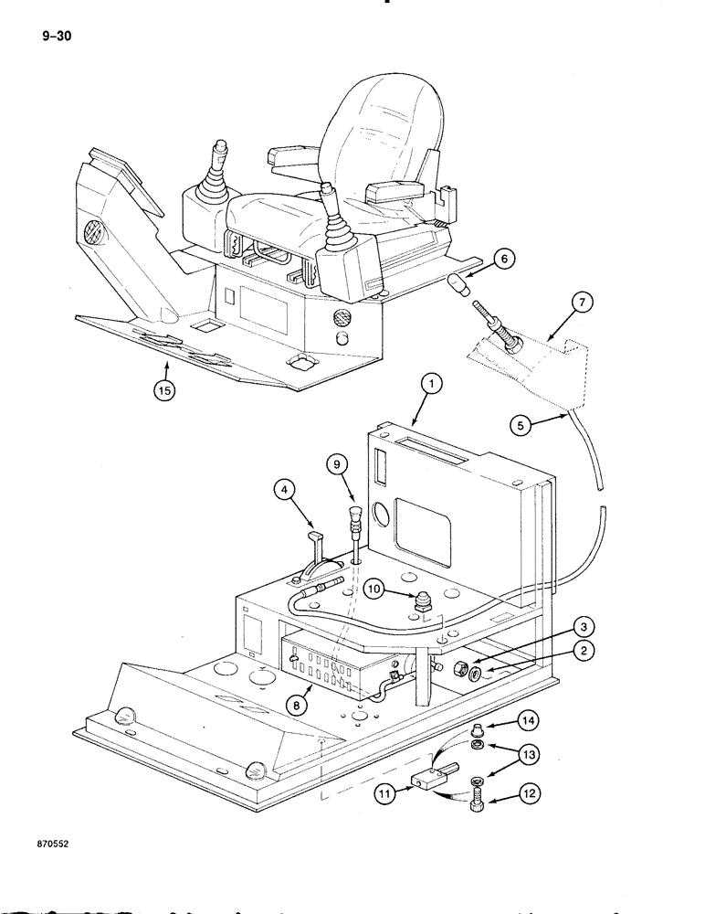 Схема запчастей Case 888 - (9-030) - SEAT AND FLOOR PLATE MOUNTING, P.I.N. FROM 74163 TO 74277, 74280, 74281 (09) - CHASSIS