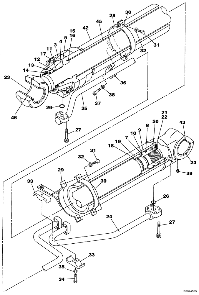 Схема запчастей Case CX460 - (08-96) - CYLINDER ASSY, BOOM, LEFT HAND (08) - HYDRAULICS