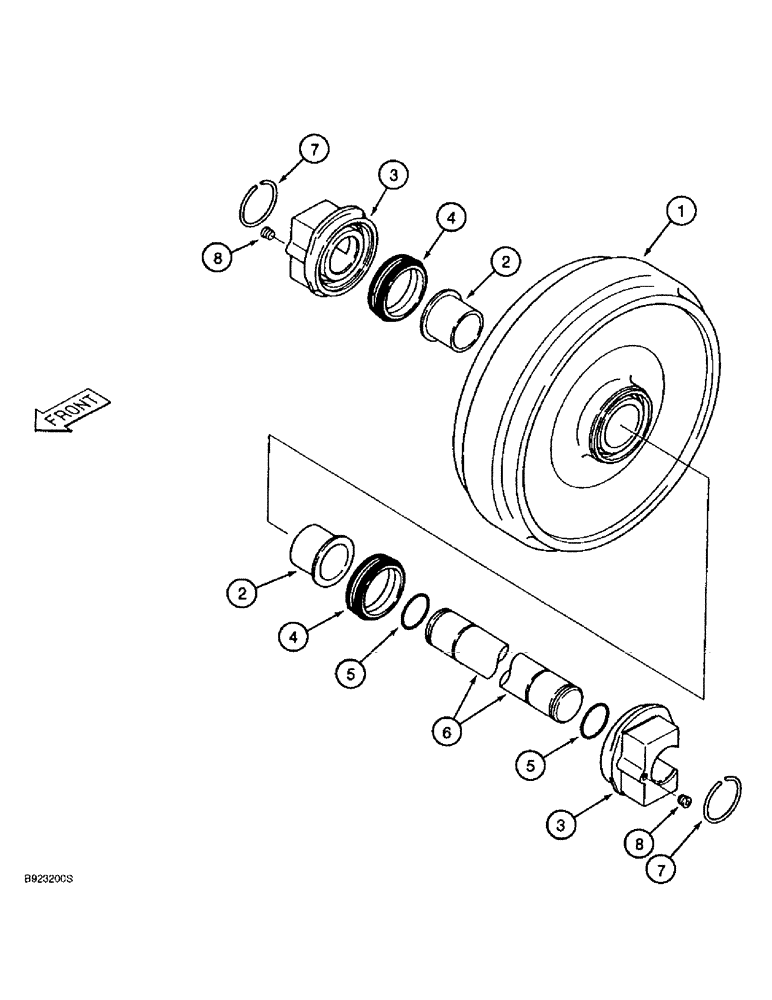 Схема запчастей Case 9060B - (5-06) - IDLER WHEEL (11) - TRACKS/STEERING