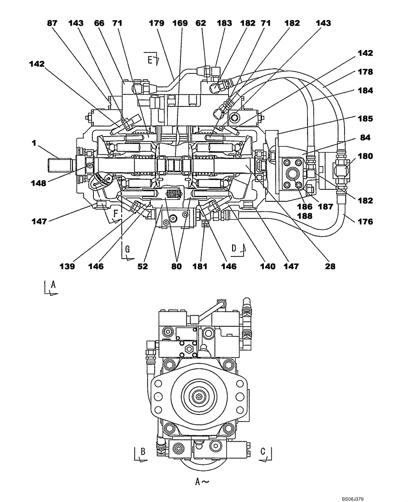 Схема запчастей Case CX130 - (08-137) - KNJ2977 PUMP ASSY, HYDRAULIC (08) - HYDRAULICS