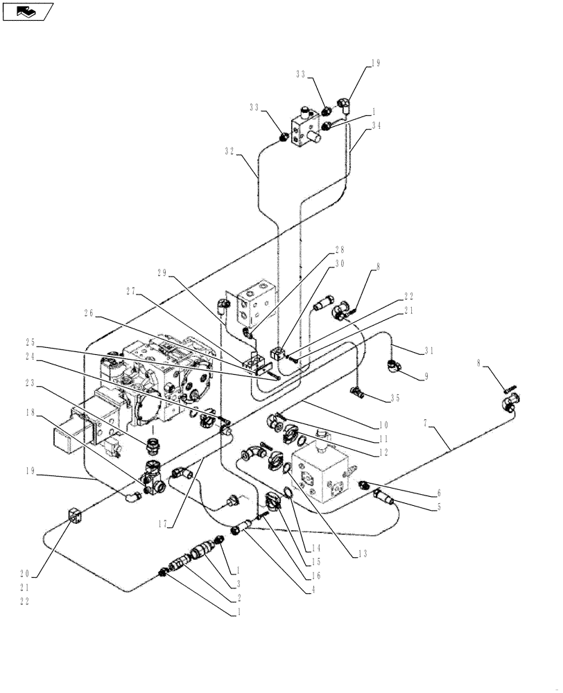 Схема запчастей Case SV212 - (35.353.20[02]) - HYDRAULIC SYSTEM OF TRAVEL, DRUM - NARROW VERSION - BTW NBNTC2141 - NBNTC3080 (35) - HYDRAULIC SYSTEMS