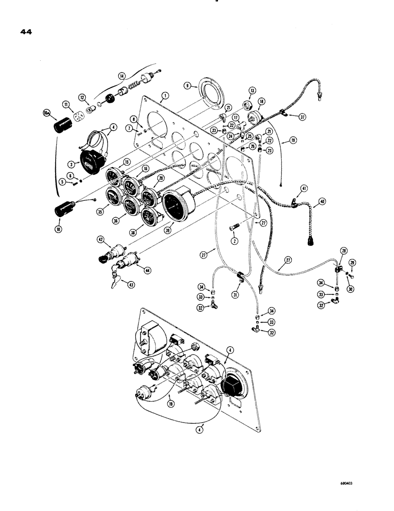 Схема запчастей Case 1150 - (044) - INSTRUMENT PANEL, OIL PRESSURE GAUGES WITH TUBES (06) - ELECTRICAL SYSTEMS